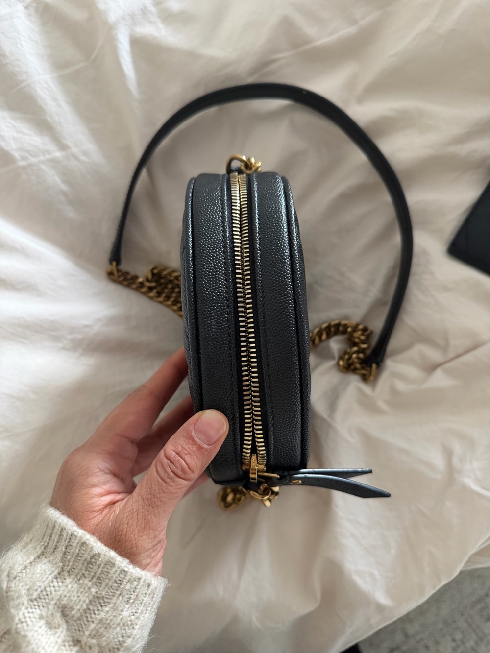 Saint Laurent Black Quilted Round Crossbody with Gold YSL Hardware - Picture 9 of 14